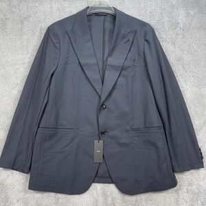 Sene Blazer Jacket Men 40S Blue Single Breasted Formal Business 2 Button
